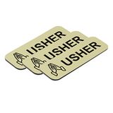 Usher 1 x 3 naamplaatje/badge, geborsteld goud, biddende handen (3 stuks)
