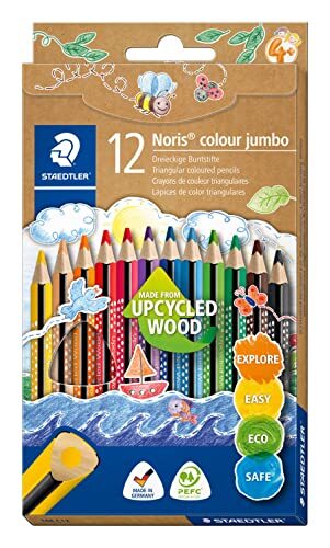 Staedtler Noris® colour jumbo 188 C12 kleurpotloden, driehoekig, kartonnen etui met 12 Noris Jumbo kleurpotloden in diverse kleuren