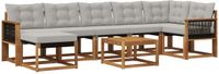 vidaXL Hoek loungeset 7 zitplaatsen Naturel en lichtgrijs Acacia hout