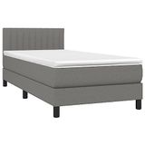 vidaXL Boxspring met matras stof donkergrijs 100x200 cm