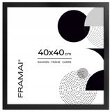 FRAMAI Fotolijst 40 x 40 cm zwart MDF milieuvriendelijke fotolijst met onbreekbaar plexiglas, ophanghaak en standaard