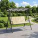 Bealife CD02 Hollywoodschommel – 3-zits tuinschommel met verstelbare zonnekap – 206 × 121 × 182 cm - Beige