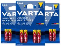 Varta Longlife Max Power Alkaline Batterijen AAA - 3 x 4 stuks - Voordeelverpakking