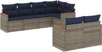 vidaXL - 7-delige - tuinbankset - met - kussens, - grijs - polyrotan