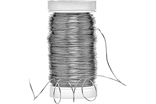 RAYHER 2402500 zilverdraad met koperen kern, 0,30 mm ø, kunststof spoel 100 m, nikkelvrij, zilverdraad voor knutselen, binddraad, wikkeldraad, sierdraad
