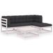 vidaXL 5-delige Loungeset met Kussens Massief Grenenhout Wit