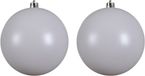 Merkloos Decoris Kerstbal - 2x - wit - groot - 14 cm - kunststof - glans - kerstversiering