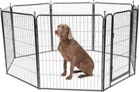 Brixy Hondenren - Puppyren - 8 Panelen - 80 x 80 CM - 640 CM Omtrek - Opvouwbaar - Met Deur - Staal - Zwart