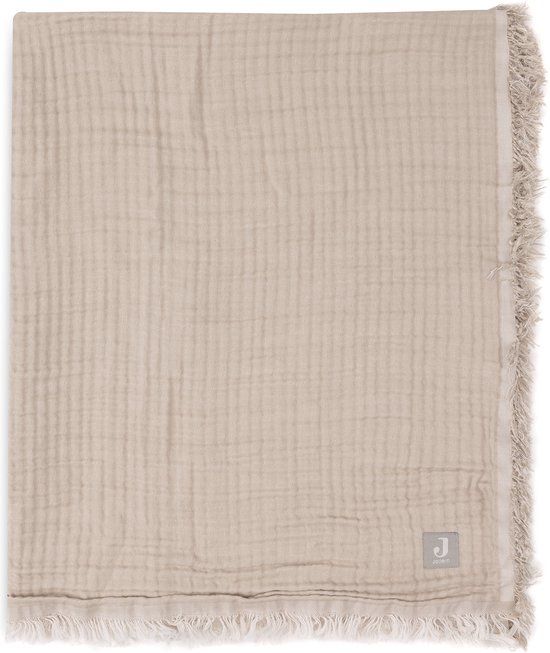 Jollein Baby Blanket - 120x120cm - Fringe - Olive Green/Ivory - GOTS