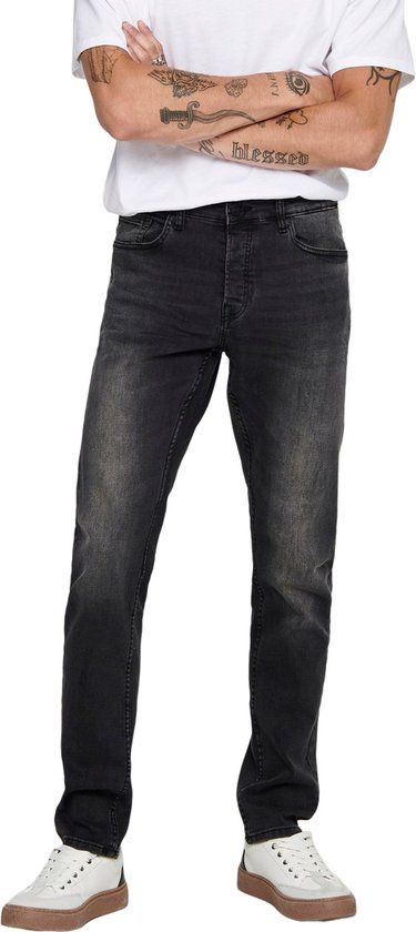 ONLY&SONS ONSLOOM SLIM WASH BLK 0447 DIA DNM NOOS Heren Jeans Zwart W34 x L30