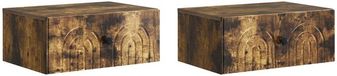 vidaXL Table de chevet murale chêne fumé
