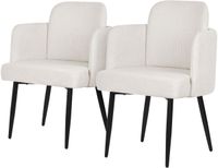 ML-Design Set van 2 eetkamerstoelen met rugleuning & armleuning Beige met metalen poten tot 120 kg