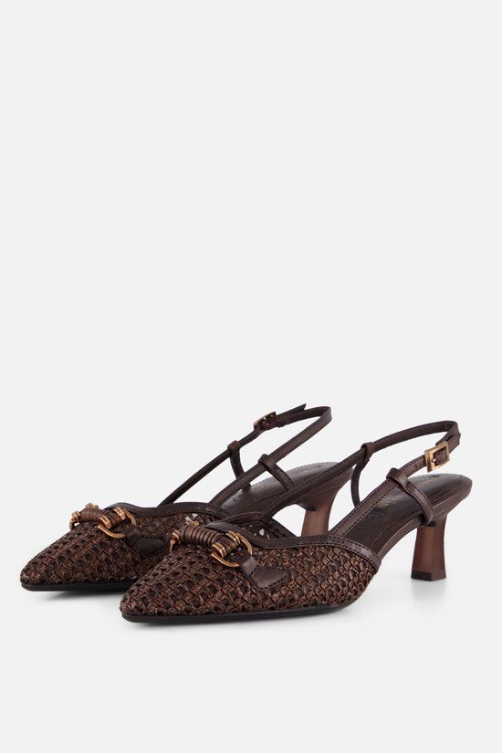 Tamaris Slingback Met Hak bruin Raffia - Maat 38