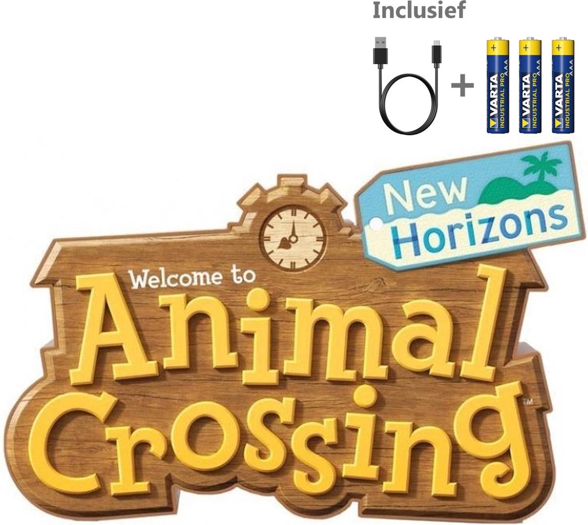 Paladone Animal Crossing Logo Lamp - Incl. USB kabel + 3 AAA Batterijen