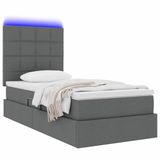 vidaXL LED opbergbed met matras Donkergrijs 90 x 200 cm Stof