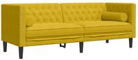 vidaXL Driezitsbank Chesterfield-stijl met bolsters fluweel geel