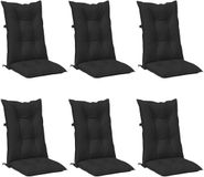 vidaXL - Set - Hoge Rug Stoelkussens - 6 stuks - Polyester - Melange Zwart