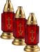 Cosy&Trendy 5x stuks grafkaarsen/gedenklichten met deksel rood/goud 11 x 24 cm - 72 uur brandtijd