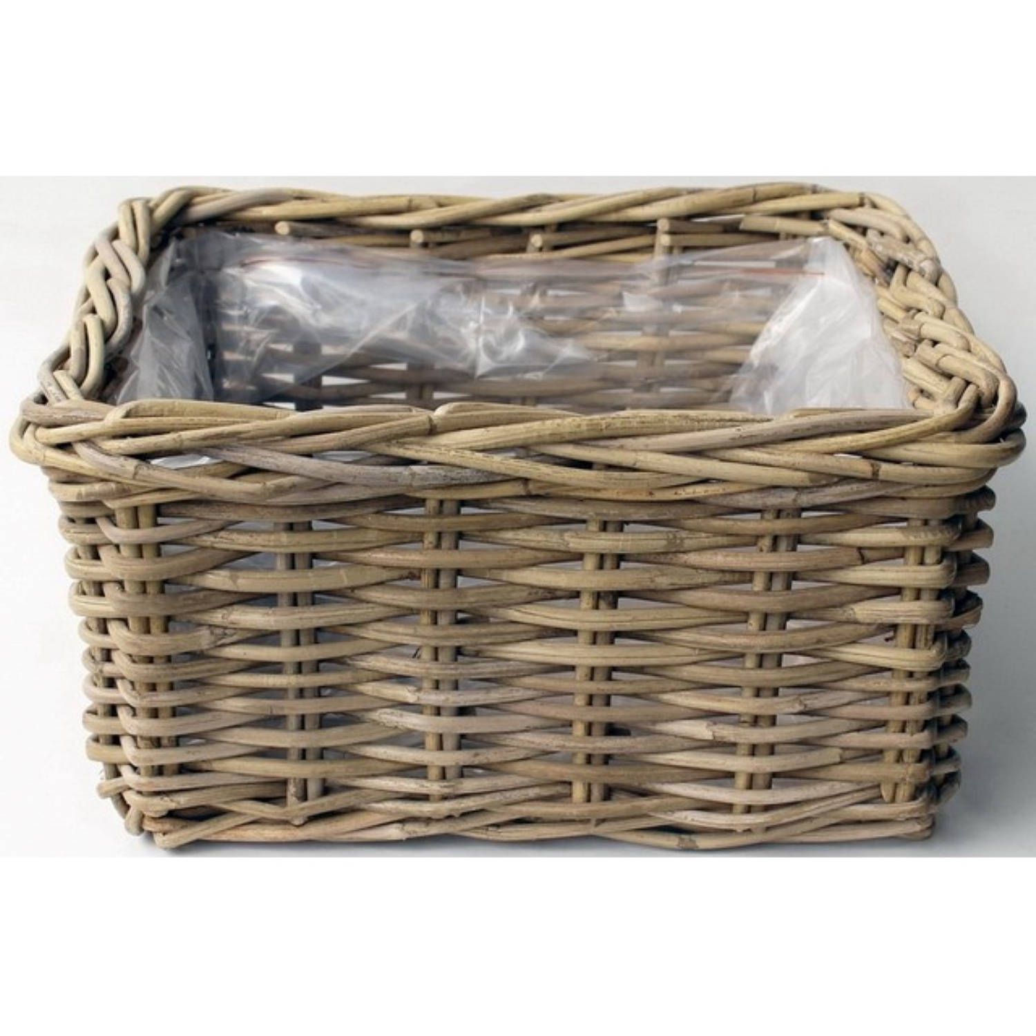 Van der Leeden Bloembak Bak Rotan Antique Grijs 30X30H15 cm