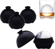 Merkloos IJsbalvormen 6 cm - 4 stuks - Siliconen - Zwart - Met deksel