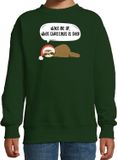 Bellatio Decorations Shoppartners Bv Luiaard Kersttrui sweater - Wake me up when christmas is over - groen - voor kinderen - Kerstkleding - Dieren 170/176
