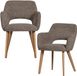 WOOOD Murat eetkamerstoelen set van 2 taupe fluweel met houten poten
