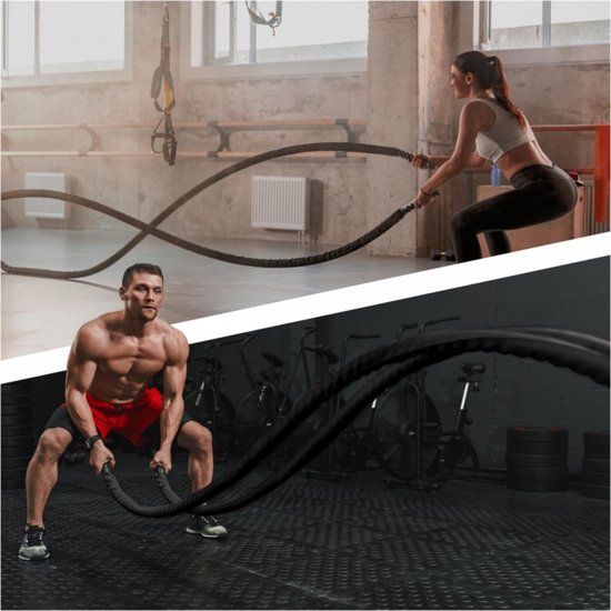 Gorilla Sports Power Rope - 15 meter - 38 mm - Fitness touw - Zwart