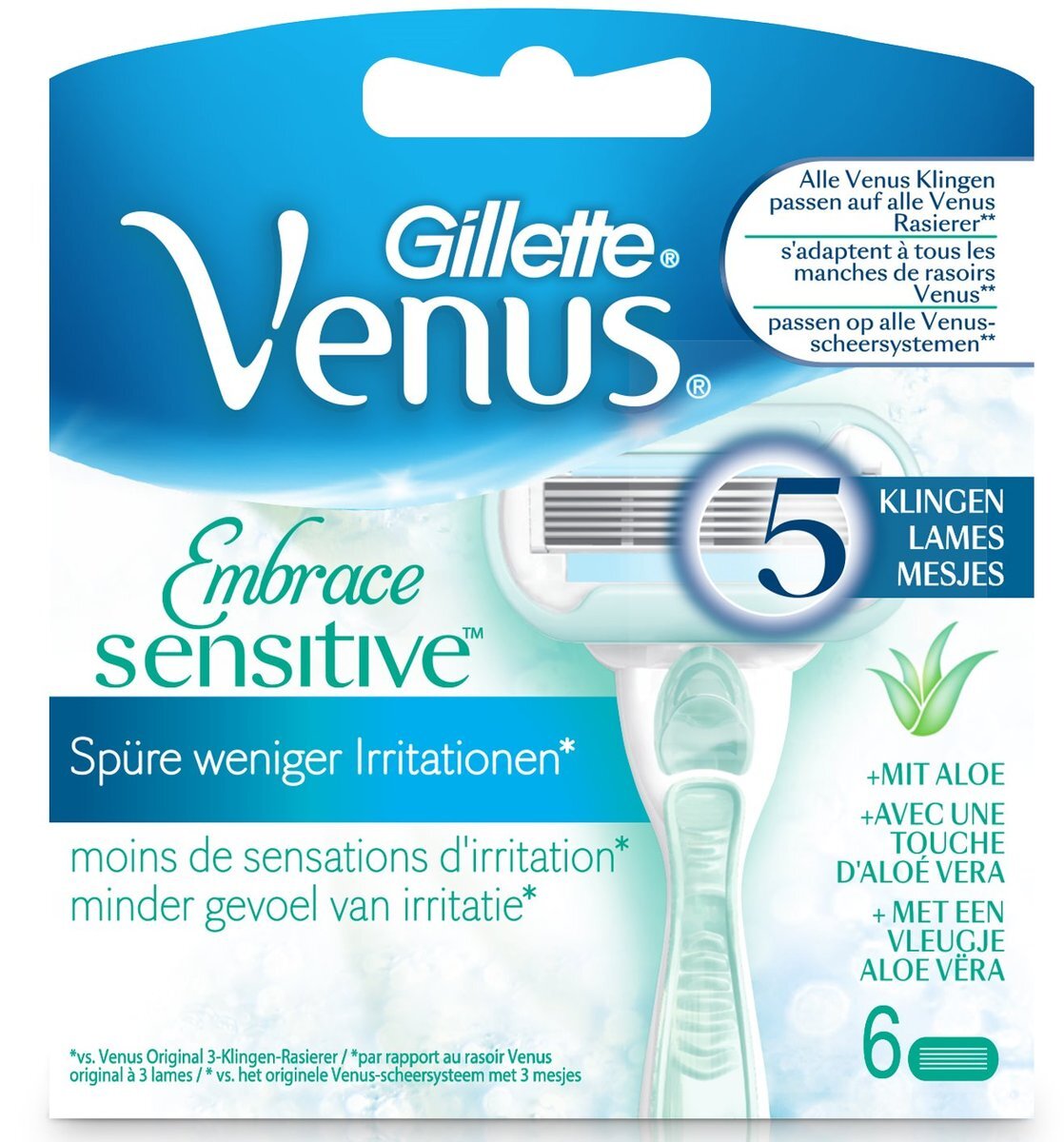 Gillette Embrace Sensitive Scheermesjes 6 stuks