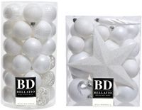 Bellatio Decorations Boules de Noël plastique blanc mix - 70 pièces
