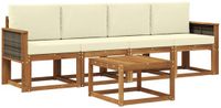 vidaXL - Acacia houten loungeset - 4 zitplaatsen - Natuurlijk en crème