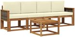 vidaXL - Ensemble de salon en acacia - 4 places - Naturel et crème