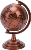 Merkloos Metalen Wereldbol - Kunstobject Decoratie - Kantoor Decoreren - Artistiek Uniek Ontwerp - Wijnrood
