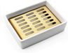 Merkloos Zeepbakje - Tweelaags Gouden Inox Zeephouder, Met Keramisch Plateau en Anti-slip Silicone