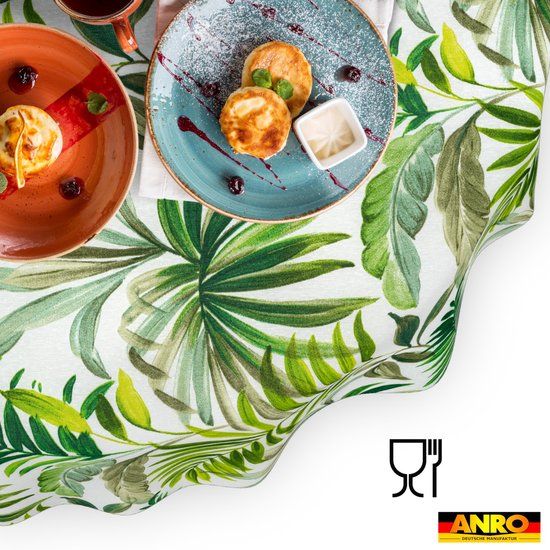ANRO Tafelkleed Palmen Groen Ovaal 200x140cm