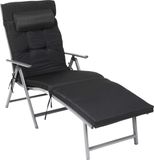 O'DADDY Lit de jardin - Lit de soleil - Lit pliant pour adultes - Lit pliant - Lit pliable - Chaise longue - Chaise longue pliante - Lit de jardin - Coussin de lit - Lit de soleil avec appui-tête - Noir