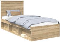 vidaXL Bedframe met hoofdeinde Sonoma 100 x 200 cm Massief grenenhout