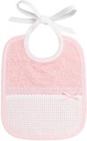 Filet - Slabbetje van gekleurde badstof, volledig handgemaakt met Aida-zakje voor borduren, ideaal voor pasgeborenen en baby's, 100% Made in Italy, wit en roze, afmetingen 18x21 cm