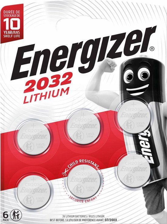 Energizer CR2032 Lithium Knoopcelbatterij - 6 stuks