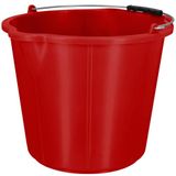 KOTARBAU® Bouwemmer 15 L - Mortelemmer - Emmer met Schenktuit - HDPE - Emmer met Schaalverdeling - en Handvat - Cementemmer - Betonemmer - Rood