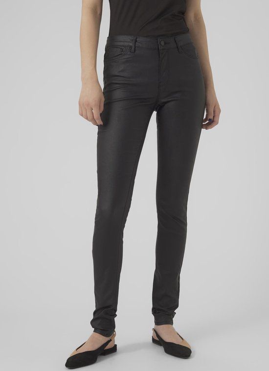 VERO MODA VMSEVEN NW SS SMOOTH COATED PANTS NOOS - Black - Women's Size S X L30