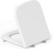 YEAUPE PRO WC-Bril Wit, Toilet Seat Vierkante met Softclosemechanism & Handgreep,Snelsluiting Voor Eenvoudige Reiniging,Draagvermogen van 150 kg,42,2 x 36,2 x4,4cm