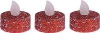 Ambiance Light LED waxinelichtjes - 6 stuks - rood glitter - 4 cm