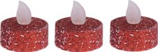 Ambiance Light LED waxinelichtjes - 6 stuks - rood glitter - 4 cm