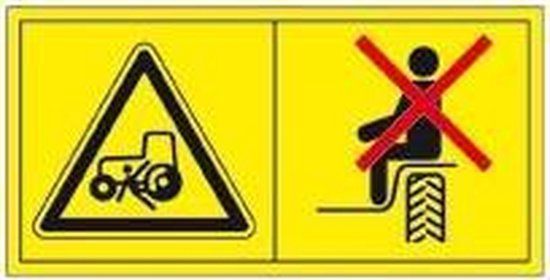 Combinatie-etiket niet boven wiel zitten, valgevaar tractor 35 x 70 mm - staand