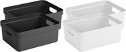 Sunware Set van 4x stuks opbergboxen/opbergmanden 24 liter kunststof antraciet en wit - Formaat per box: 45,3 x 35,4 x 18,3 cm