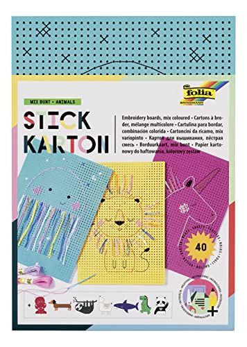 Folia 2349 - Borduurkarton "Animals" - 40 vellen - 17,5 x 24,5 cm