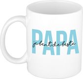 Bellatio Decorations Cadeau koffie/thee mok voor papa - blauw - de beste - keramiek - 300 ml - Vaderdag
