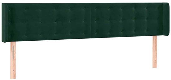 vidaXL Hoofdbord met randen 203x16x78/88 cm fluweel donkergroen