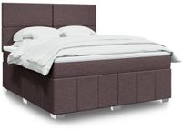 vidaXL Boxspring met matras stof donkerbruin 180x200 cm
