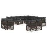 vidaXL Tuinbank Set 13 stuks Grijs Poly Rattan